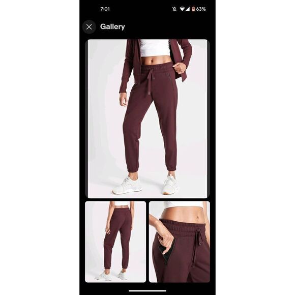 Athleta Recover Bounce Back Jogger Sweatpants Burgundy 1X - Picture 2 of 14